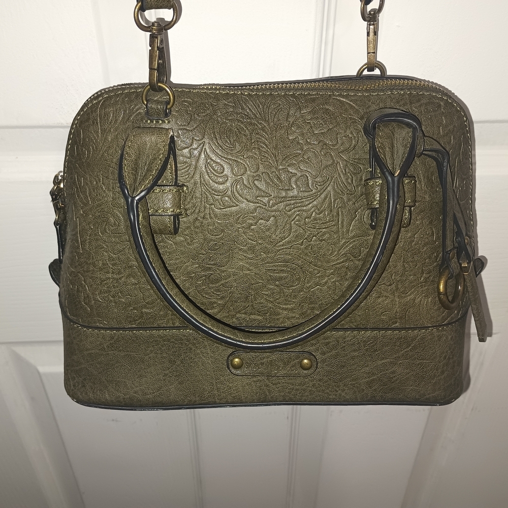 Simply Noelle Green Satchel with Textured Leather
